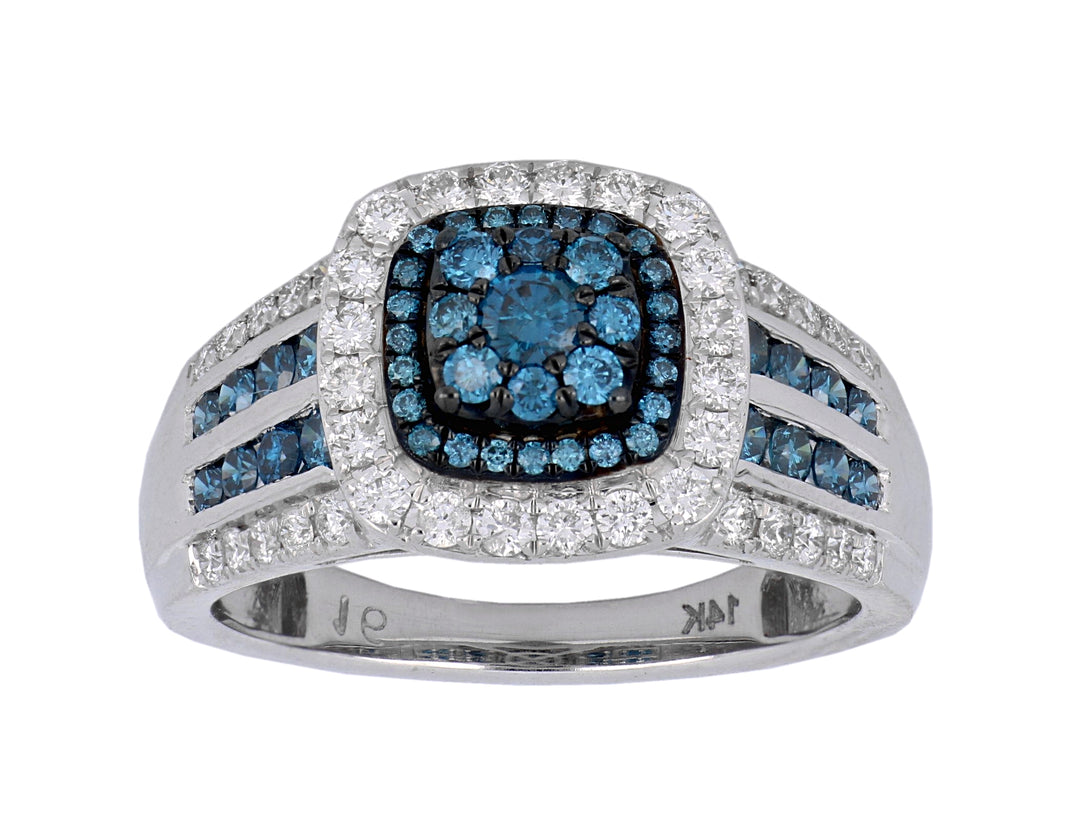 Custom 30th Anniversary Blue and White Diamond Ring