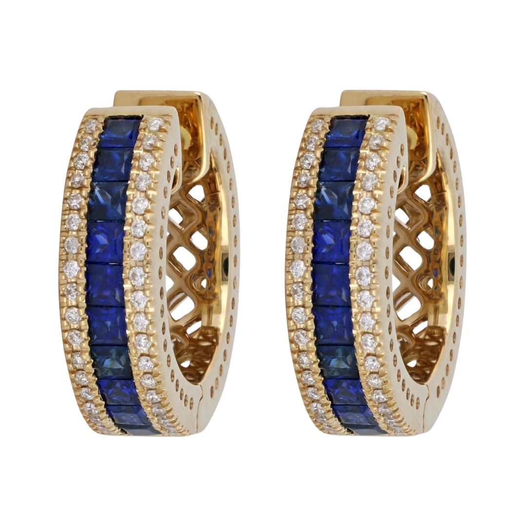 Blue Sapphire Earrings (Blue Sapphire 2.37 cts. White Diamond 0.37 cts.)