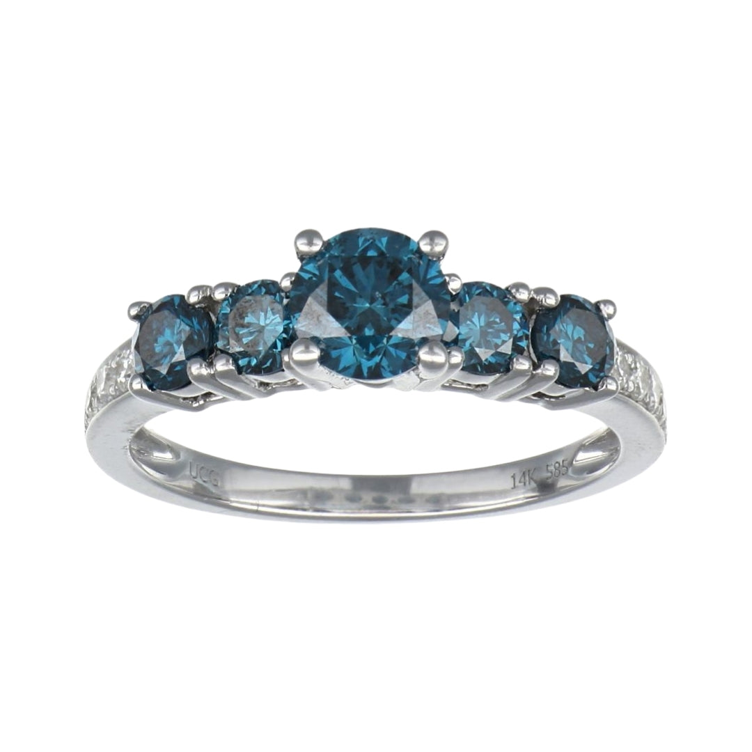 Blue Diamond Ring (Blue Diamond 0.72 cts. Blue Diamond 0.66 cts. White Diamond 0.17 cts.)