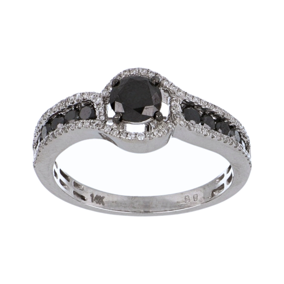 Black Diamond Ring (Black Diamond 0.45 cts. White Diamond 0.17 cts. Black Diamond 0.42 cts.)