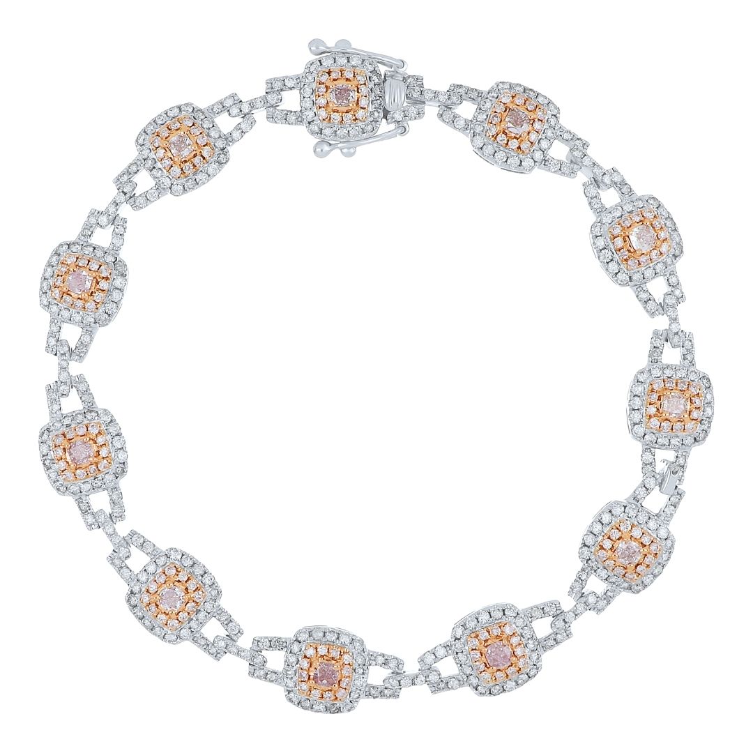 Pink Diamond Bracelet (Pink Diamond 1.01 cts. Pink Diamond 0.82 cts. White Diamond 3.13 cts.)