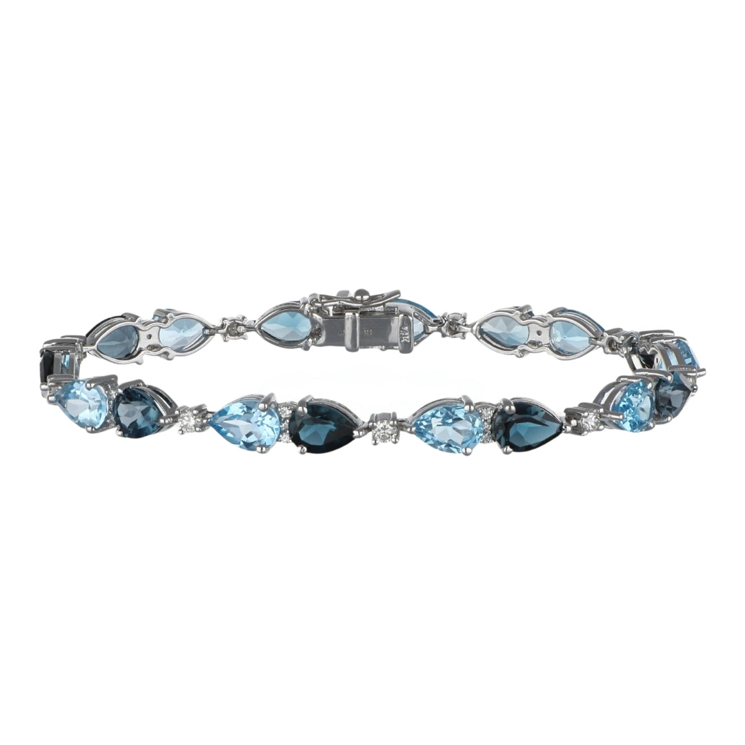 Blue Topaz Bracelet (Blue Topaz 14.96 cts. White Diamond 0.7