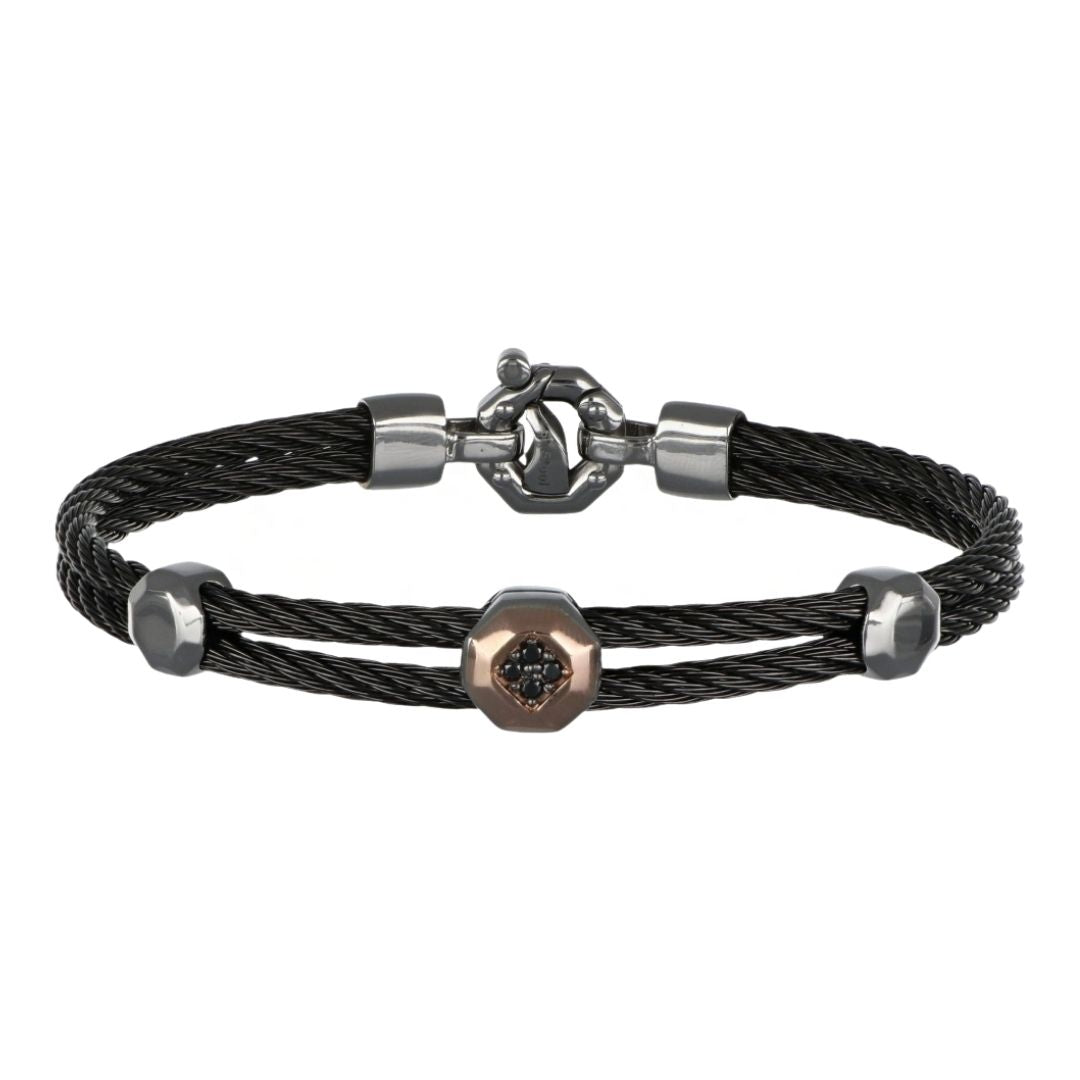 Black Diamond Men's Bracelet (Black Diamond 0.06 cts. White Diamond 0.02 cts.)