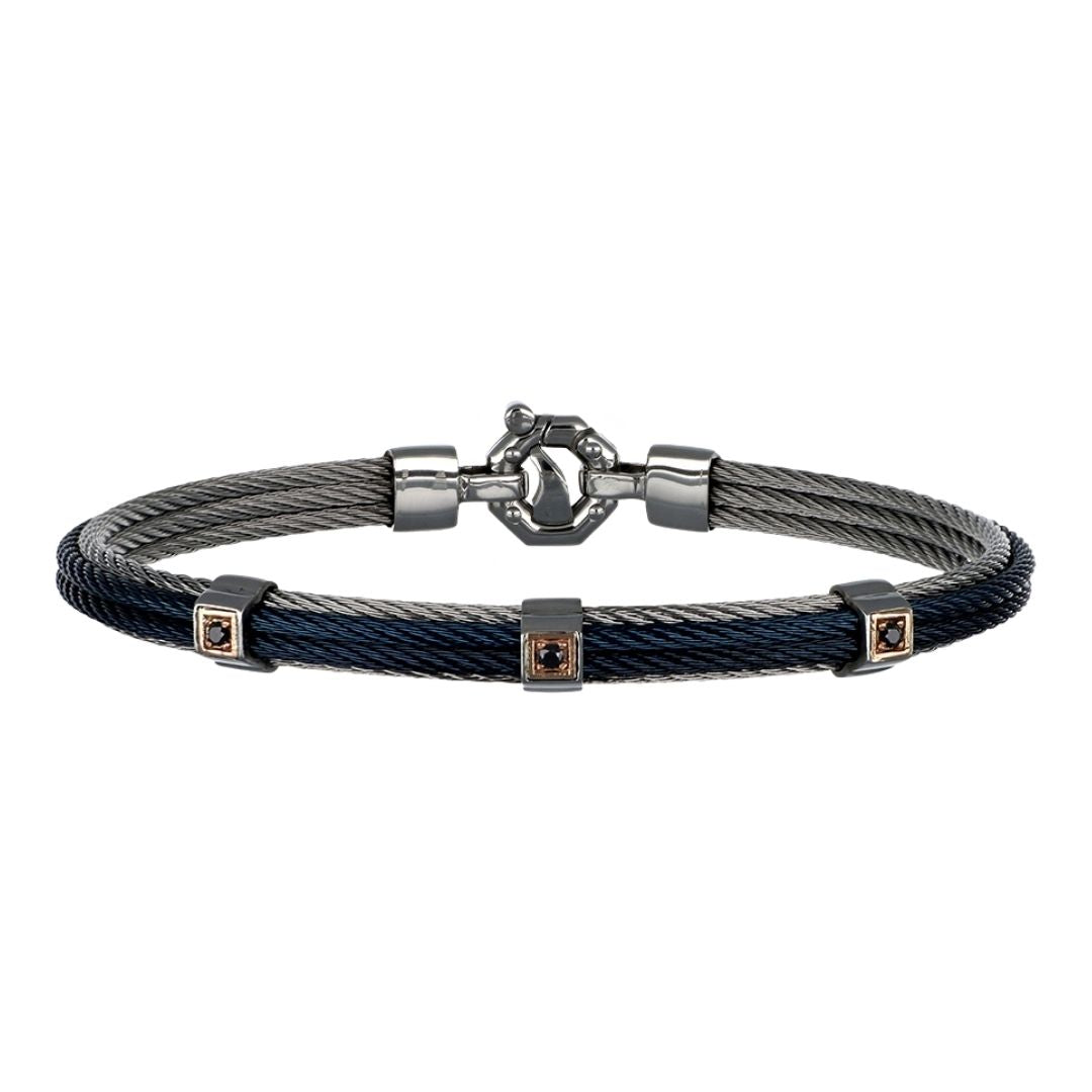 BARAKA Men's Bracelet (Black Diamond 0.09 cts. White Diamond 0.02 cts.)