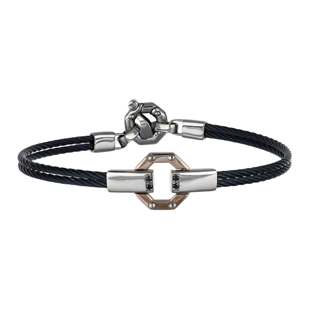 BARAKA Men's Bracelet (Black Diamond 0.06 cts. White Diamond 0.02 cts.)