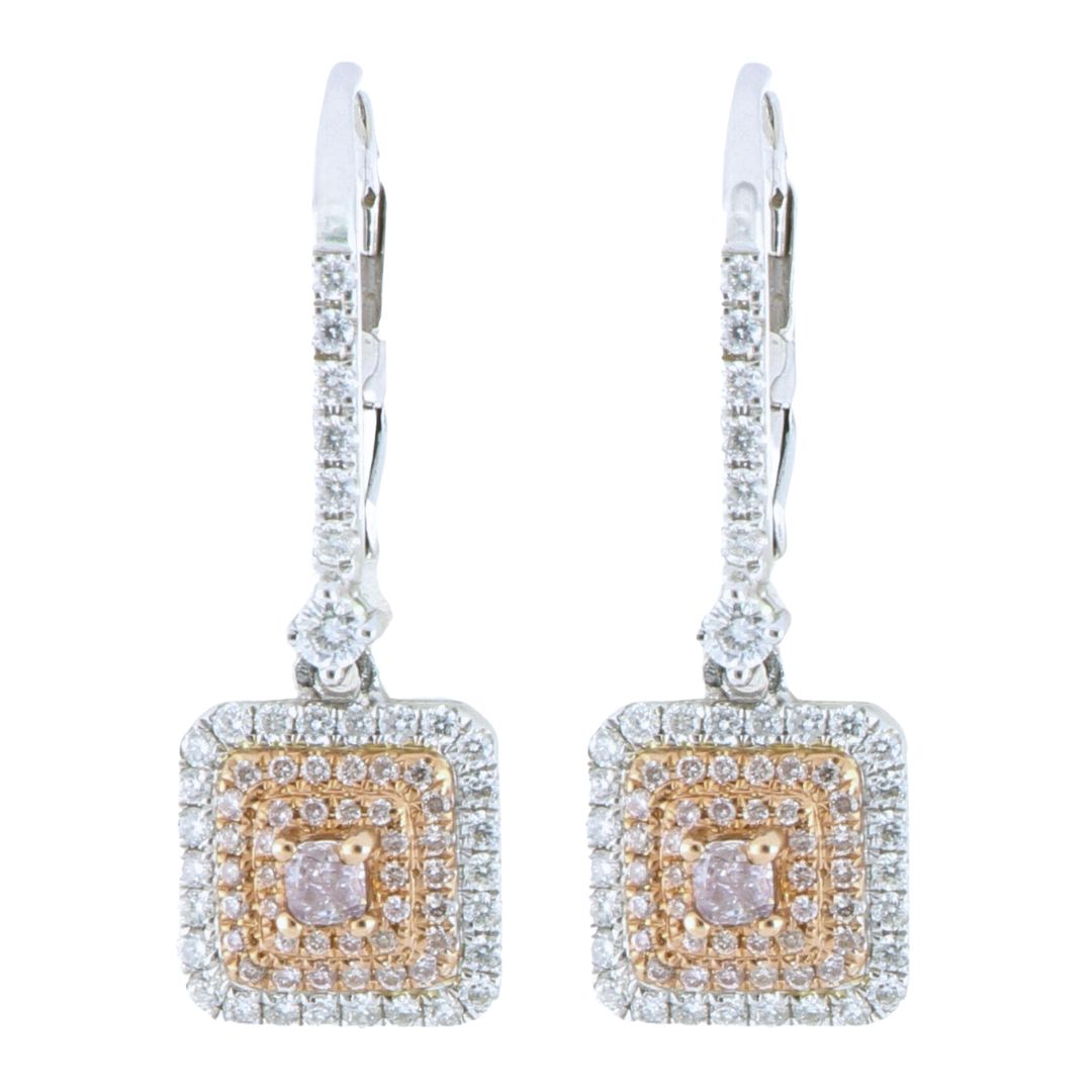 Pink Diamond Earrings (Pink Diamond 0.34 cts. White Diamond 0.43 cts.)