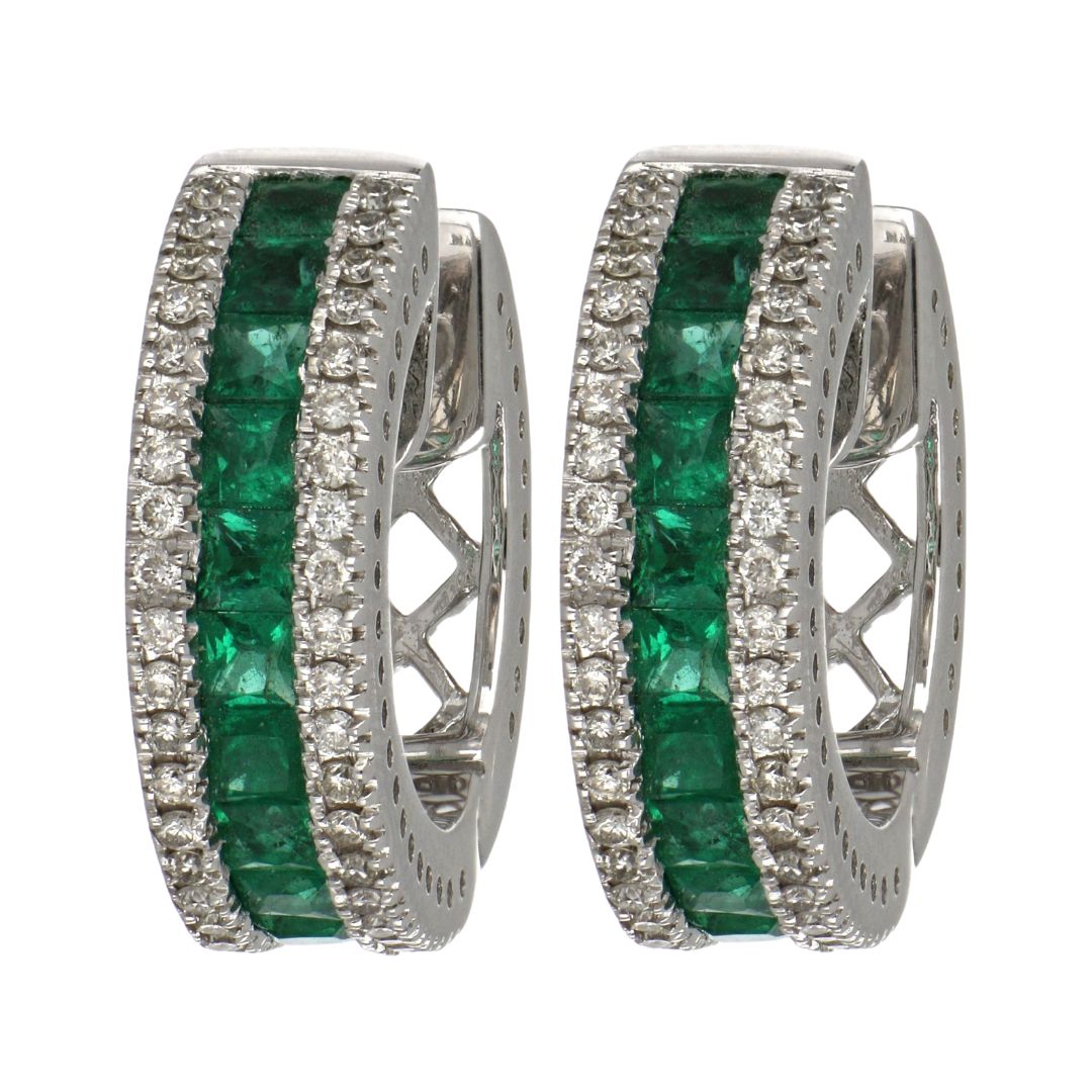 Emerald Earrings (Emerald 1.64cts. White Diamond 0.37cts.)