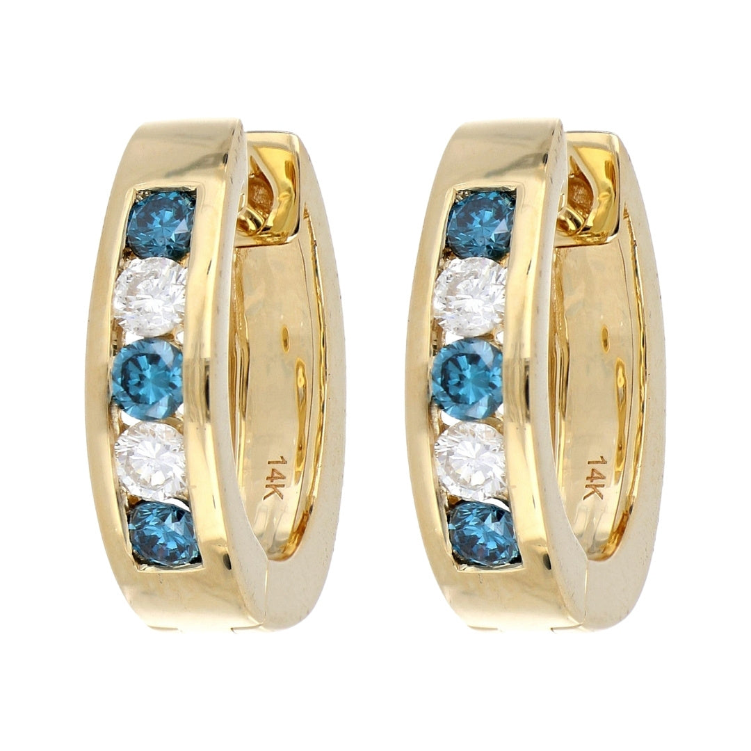 Blue Diamond Earrings (Blue Diamond 0.35 cts. White Diamond 0.24 cts.)