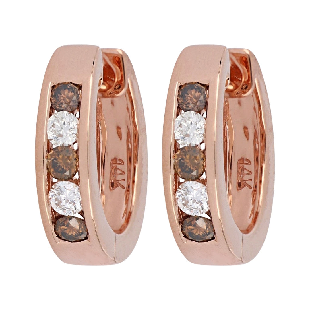 Brown Diamond Earrings (Brown Diamond 0.36 cts. Round White Diamond 0.24 cts.)