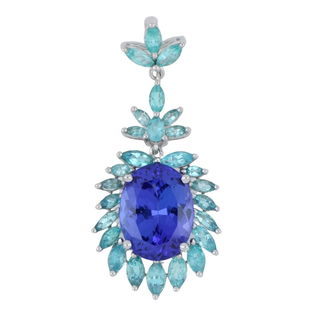 Tanzanite Pendant (Tanzanite 2.91 cts. Paraiba Tourmaline 0.86 cts. Paraiba Tourmaline 0.05 cts.)