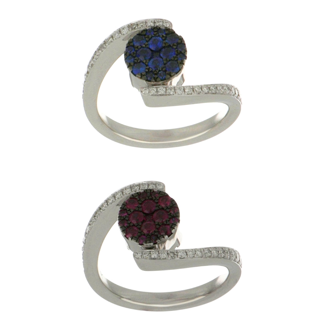 Blue Sapphire Ring (Blue Sapphire 0.46 cts. Ruby 0.46 cts. White Diamond 0.23 cts)