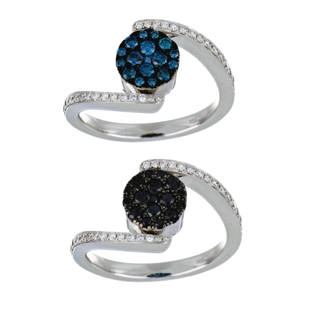 Blue Diamond Ring (Blue Diamond 0.36 cts. Black Diamond 0.39 cts. White Diamond 0.24 cts.)