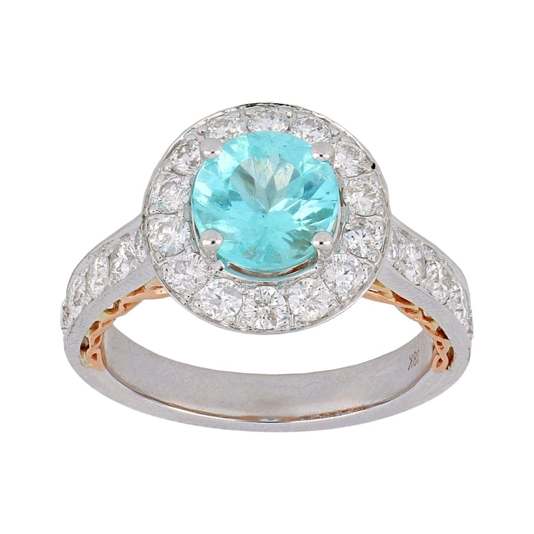Paraiba Tourmaline Ring (Paraiba Tourmaline 1.72 cts. White Diamond 1.29 cts.)