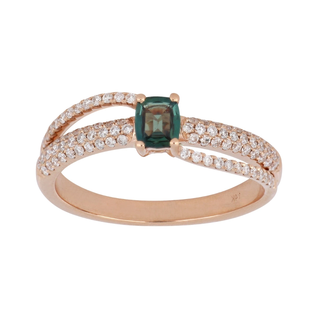 Natural Alexandrite Ring (Alexandrite 0.18 cts Wht Dia 0.33 cts)