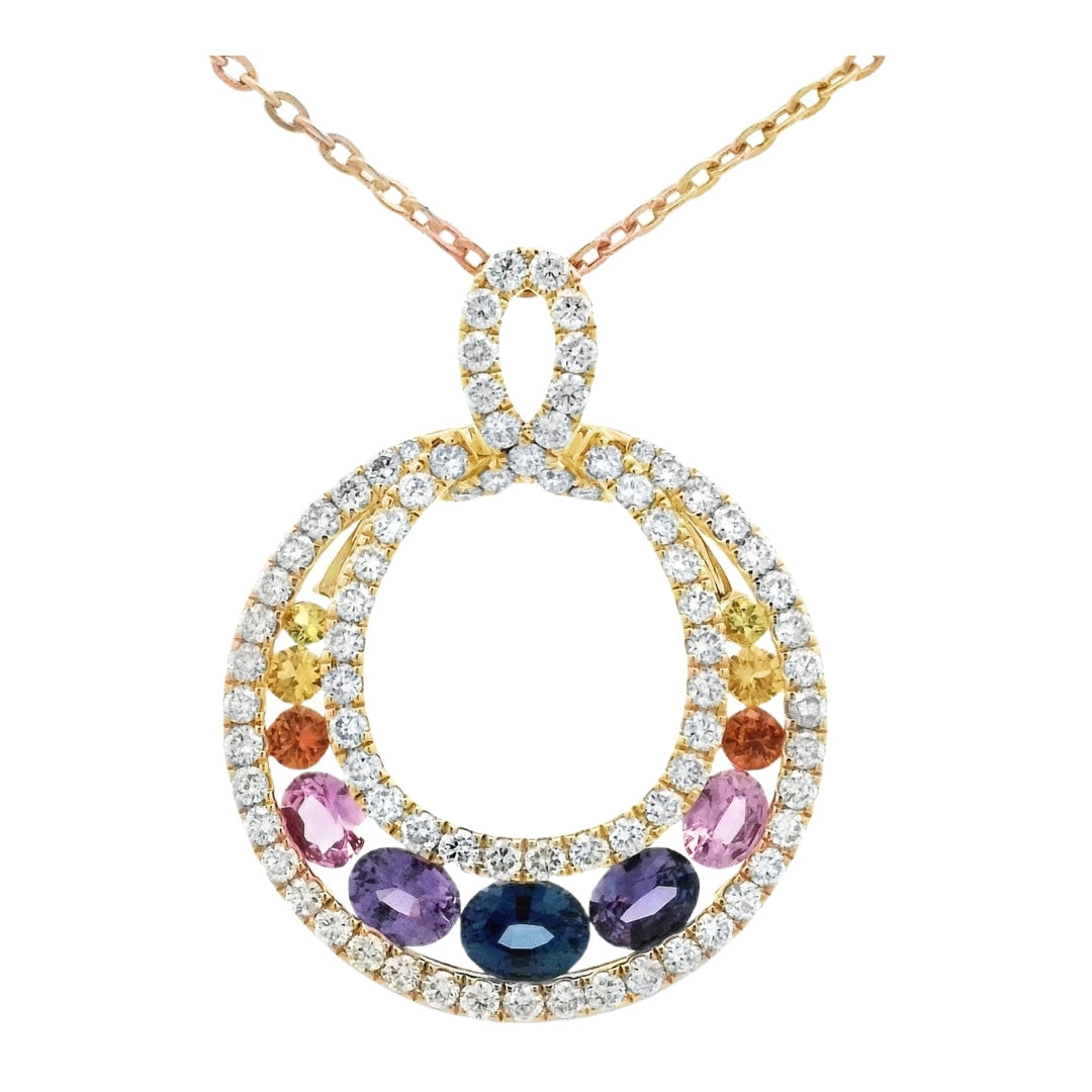 Multi-Color Sapphire Pendant (Sapphire 1.31 cts. Multi-Color Sapphire 0.31 cts. White Diamond 1.13 cts.)