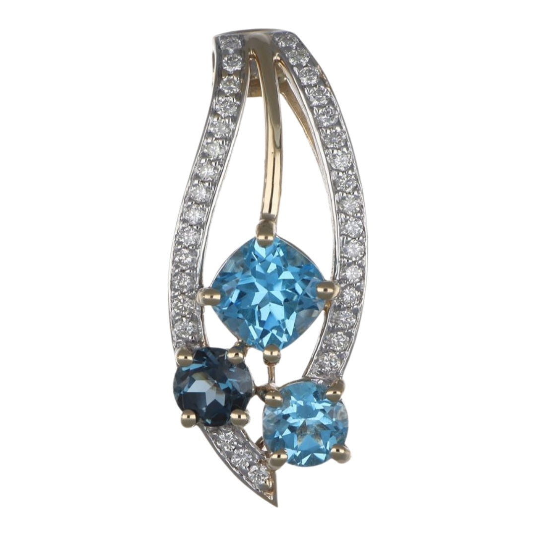 Blue Topaz Pendant (Blue Topaz 2.53 cts Blue Topaz Included cts. White Diamond 0.35 cts.)