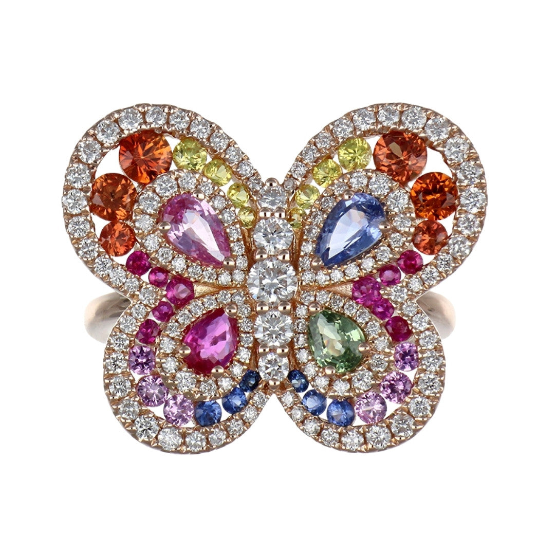 Multi-Color Sapphire Ring (Multi-Color Sapphire 1.71 cts. Ruby 0.28 cts. White Diamond 0.81 cts.)