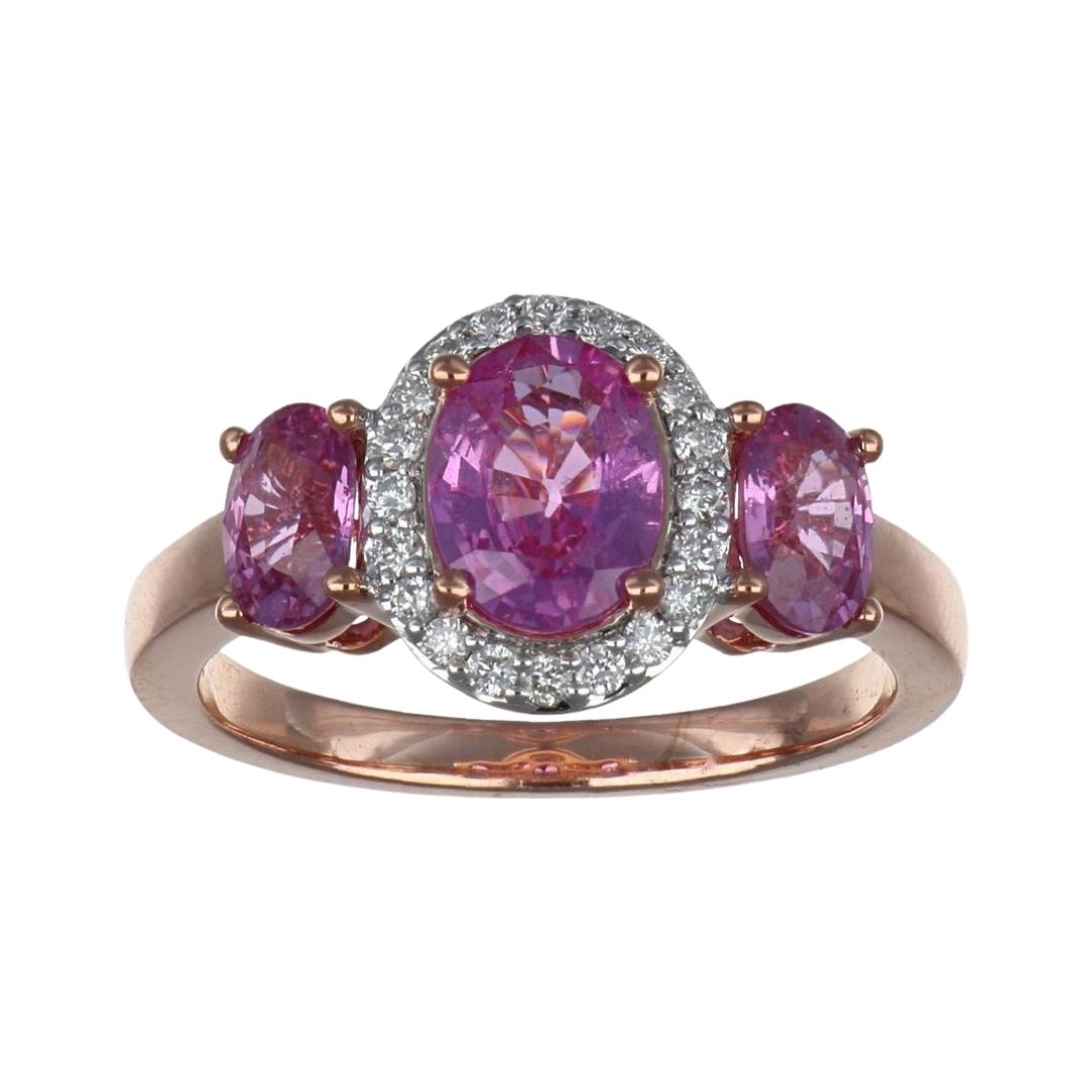Pink Sapphire Ring (Pink Sapphire 2.22 cts. White Diamond 0.16 cts