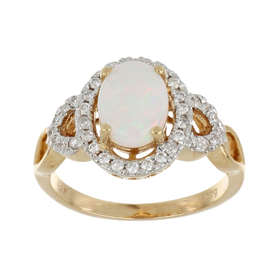 White Opal Ring (White Opal 1.08 cts. White Diamond 0.31 cts.)