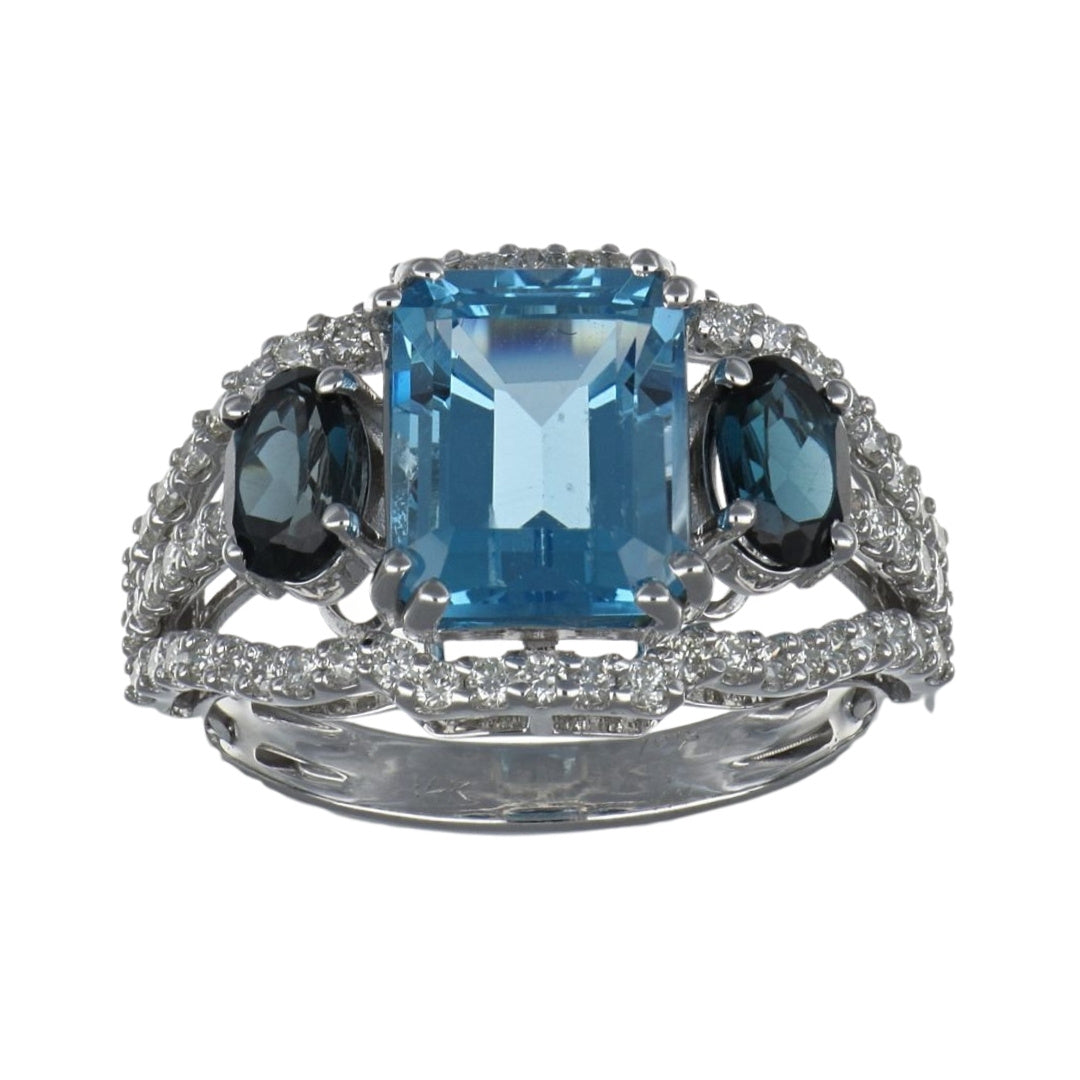Blue Topaz 5.4 cts. Oval Blue Topaz Included cts. Round White Diamond 0.6 cts.