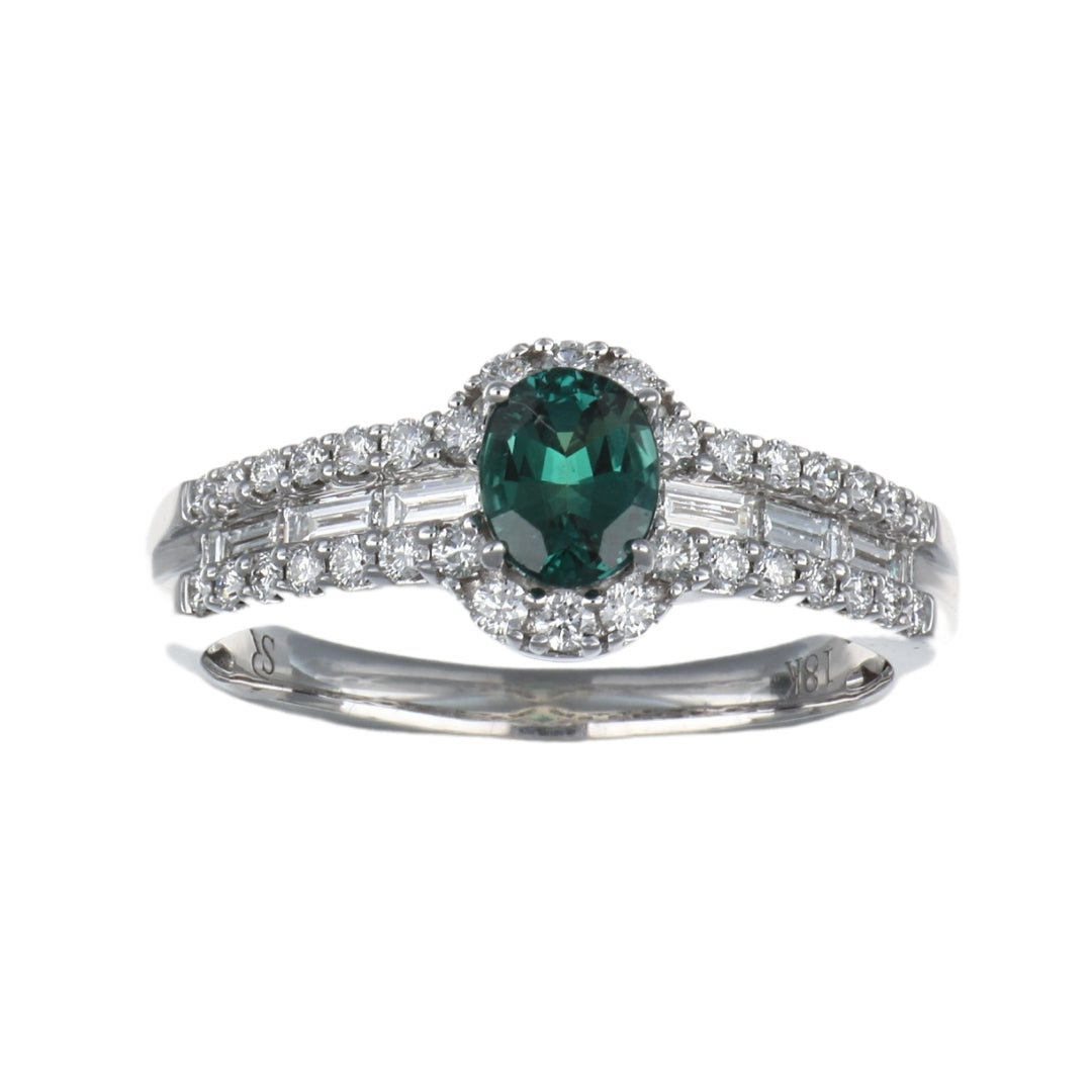 Natural Alexandrite Ring (Alexandrite cts Wht Dia cts