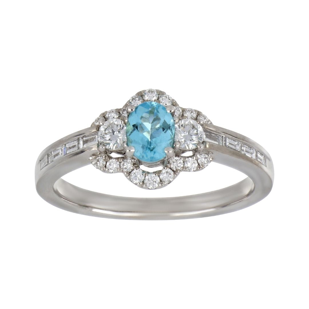 Paraiba Tourmaline Ring (White Diamond 0.48 cts. White Diamond Included cts.)