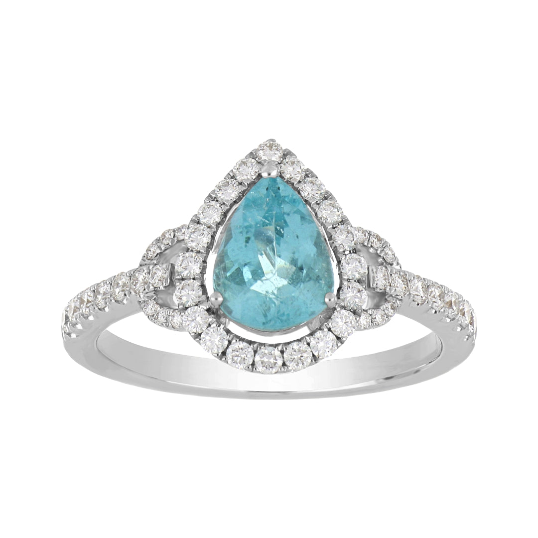 Paraiba Tourmaline Ring (Paraiba Tourmaline 1.21 cts. White Diamond 0.36 cts.)