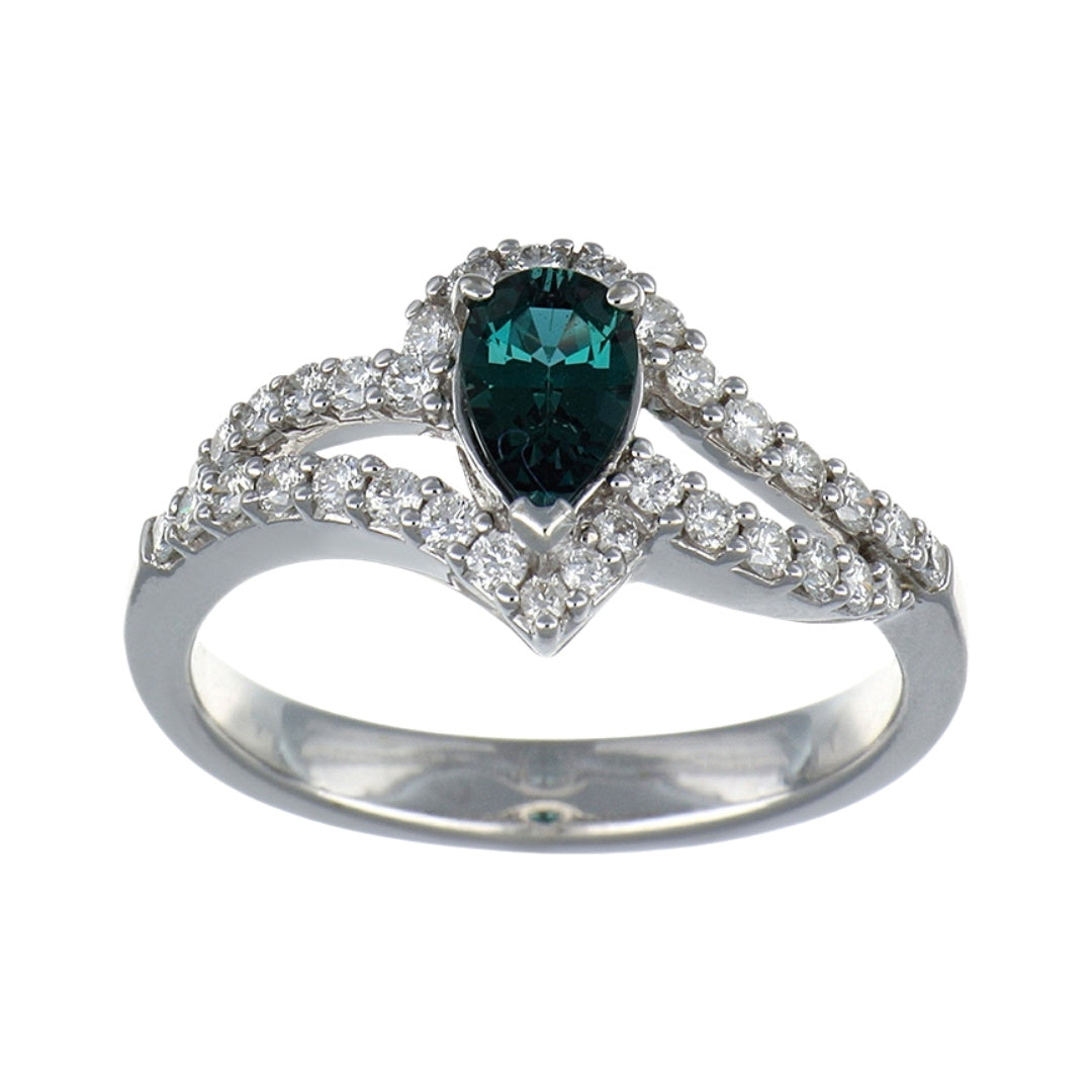 Natural Alexandrite Ring (Alexandrite 0.5 cts Wht Dia 0.41 cts)