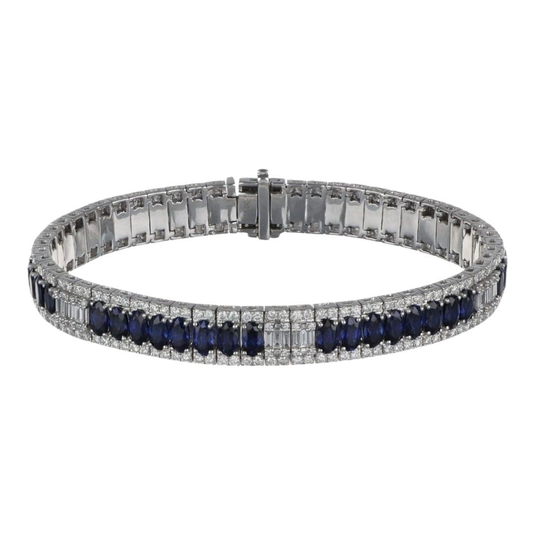 Blue Sapphire Bracelet (Blue Sapphire 13.71 cts. White Diamond 0.83 cts. White Diamond 2.97 cts. )