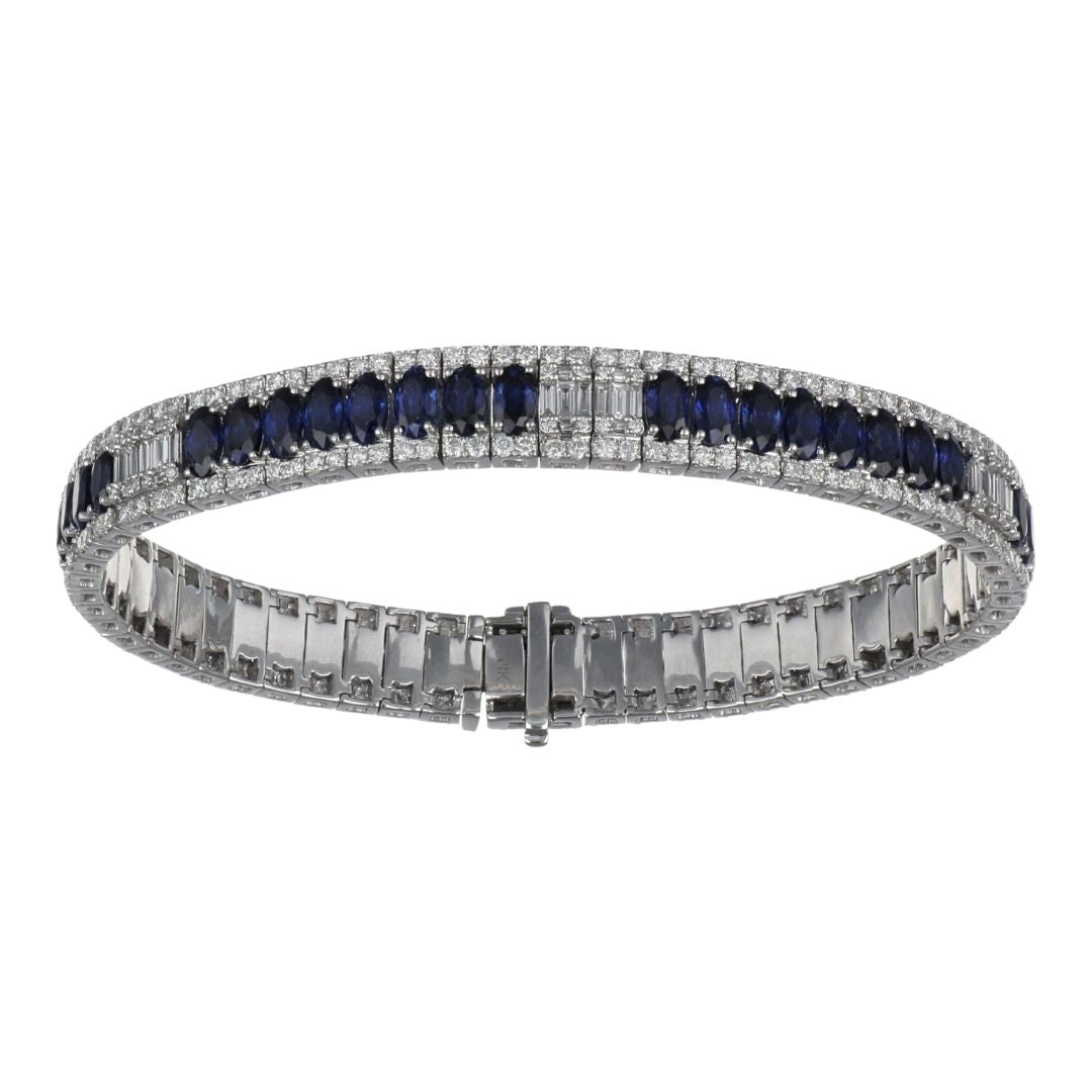 Blue Sapphire Bracelet (Blue Sapphire 13.71 cts. White Diamond 0.83 cts. White Diamond 2.97 cts. )