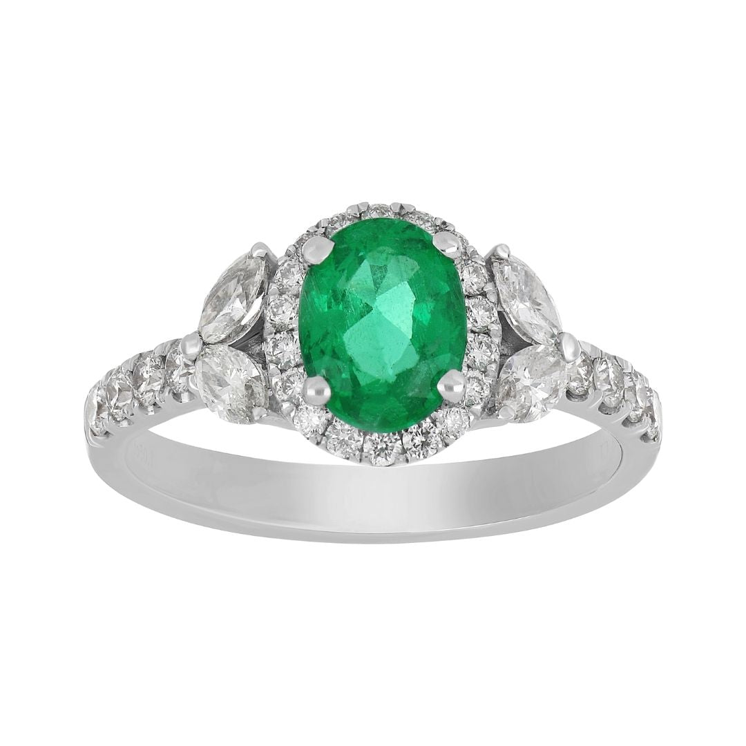 Emerald Ring (Emerald 1.05 cts. White Diamond 0.34 cts. White Diamond 0.41 cts.)