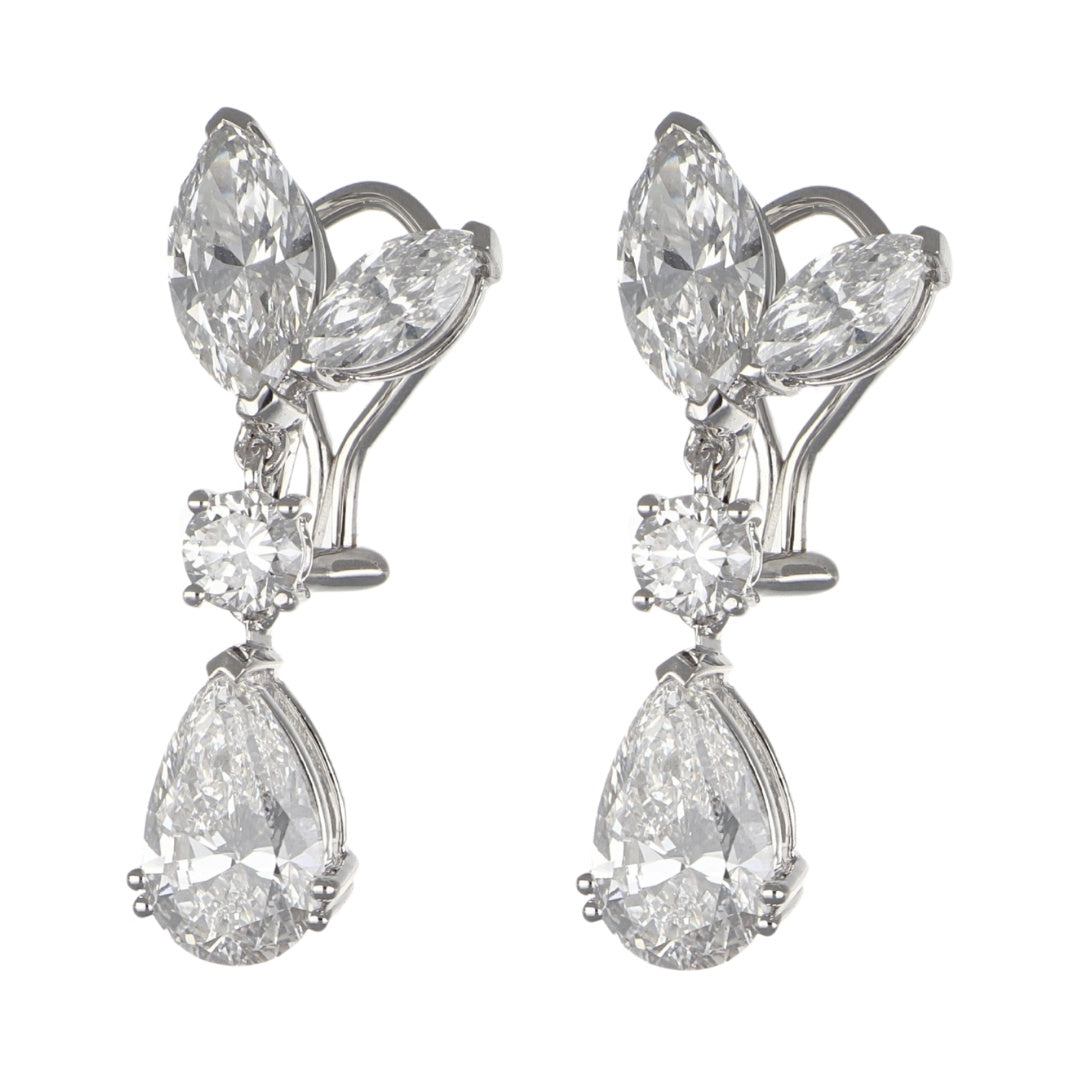 White Diamond Earrings (Lab Grown White Diamond 3.55 cts. Lab Grown White Diamond 4.09 cts. Lab Grown White Diamond 0.7 cts.)
