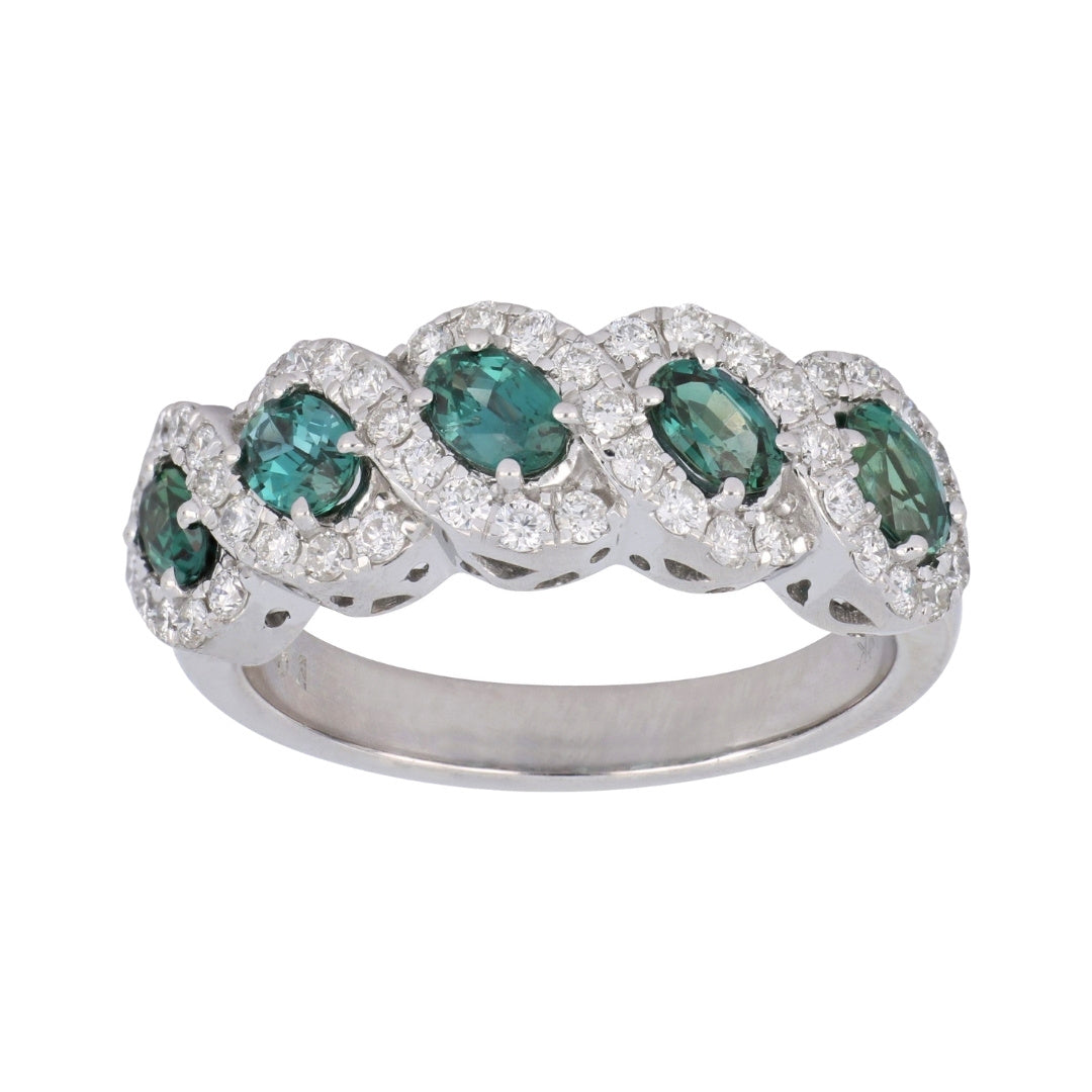 Natural Alexandrite Ring (Alexandrite 1.13 cts Cut Wht Dia 0.65 cts)