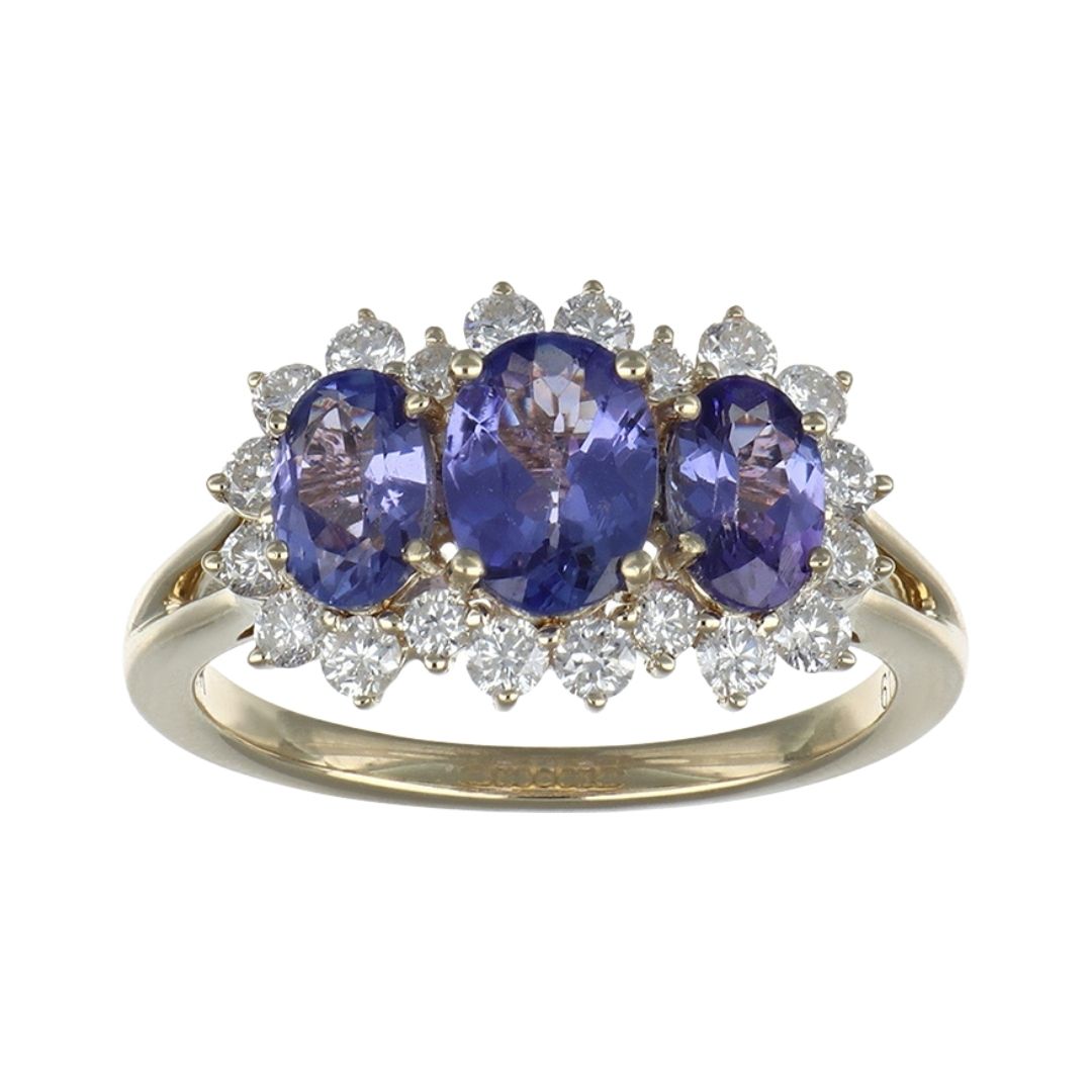 Tanzanite Ring (Tanzanite 0.75 cts. Tanzanite 0.92 cts. White Diamond 0.58 cts. )