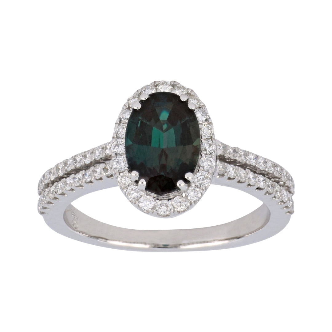 Natural Alexandrite Ring (Alexandrite 1.61 cts Wht Dia 0.44 cts)