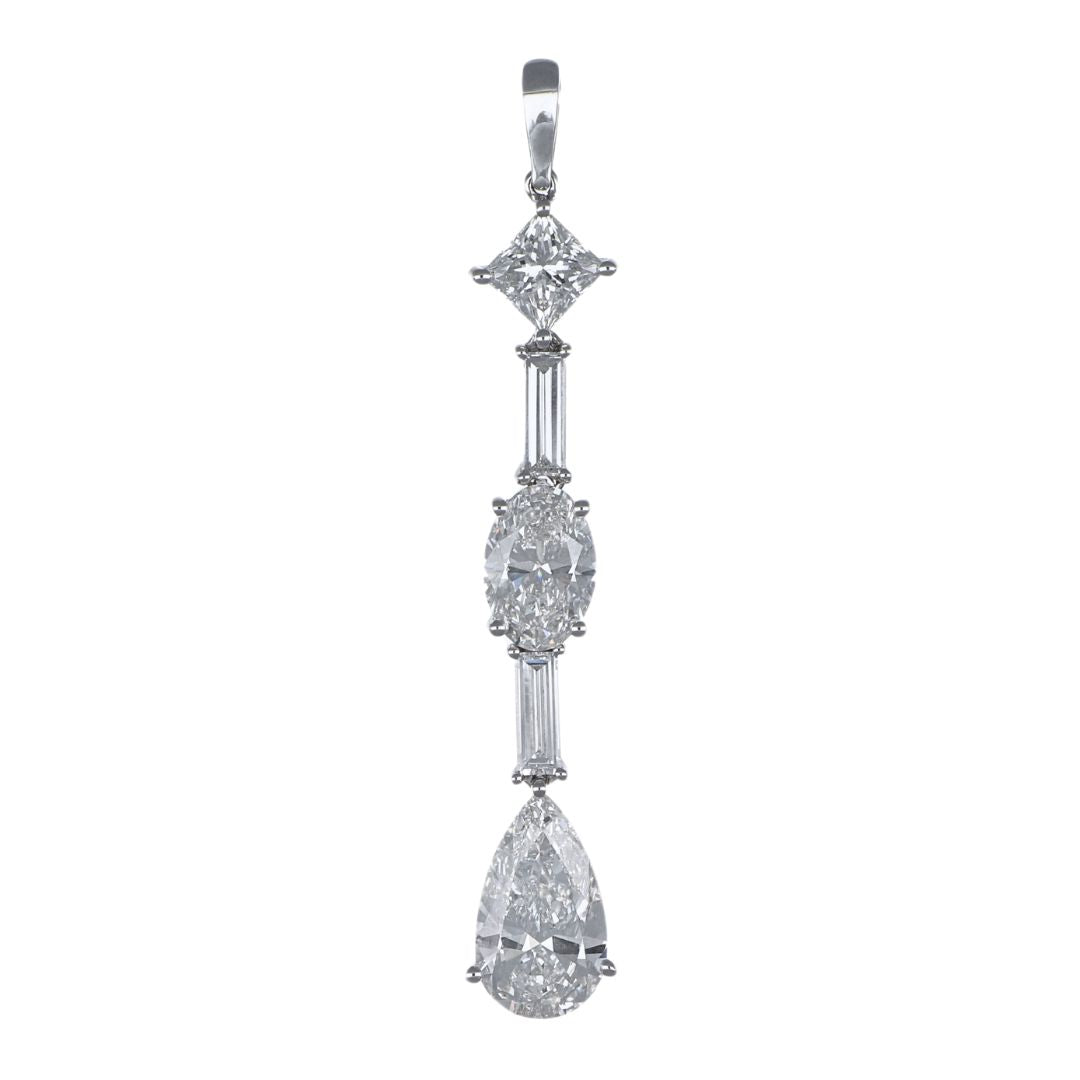 White Diamond Pendant (Lab Grown White Diamond 3.27 cts. Oval Lab Grown White Diamond 2.05 cts. Lab Grown White Diamond 1.71 cts.)