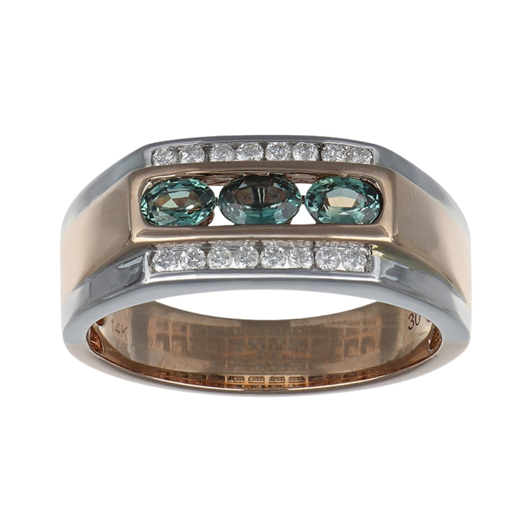 Natural Alexandrite Men's Ring (Alexandrite 0.65 cts Wht Dia 0.21 cts)
