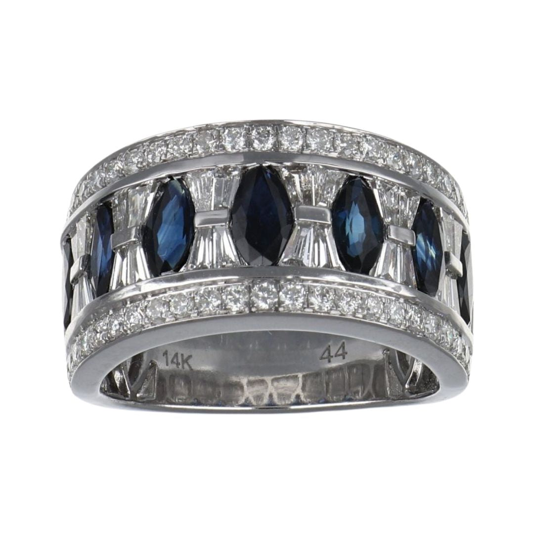 Blue Sapphire Ring (Blue Sapphire 2.06 cts. White Diamond 0.46 cts. White Diamond 0.55 cts.)