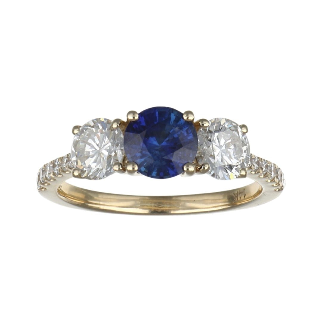 Blue Sapphire Ring (Blue Sapphire 1.23 cts. White Diamond 1.09 cts. White Diamond 0.18 cts.)