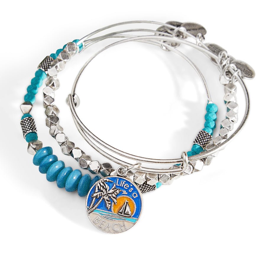 ALEX AND ANI Life's a Beach Charm Bangle Set of 3 Not Net