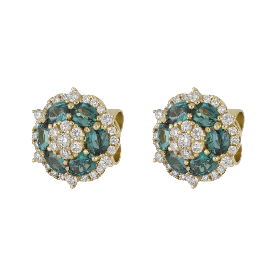 Alexandrite Earrings (Alexandrite 1.08 cts. White Diamond 0.36 cts.) Not Net