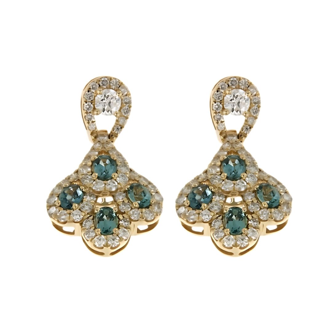 Alexandrite Earrings (Alexandrite 1.75 cts. White Diamond 1.59 cts.) Not Net