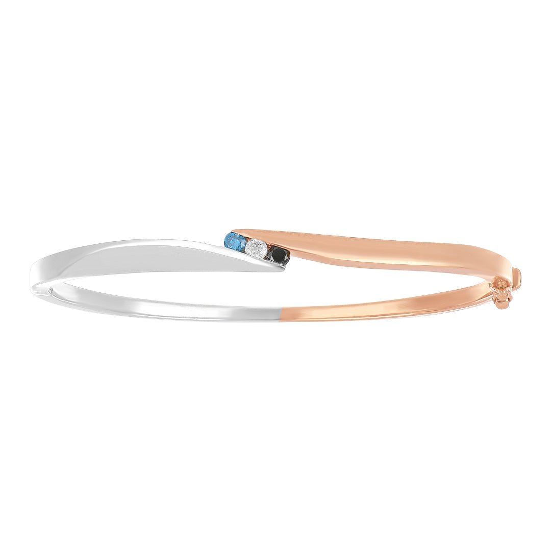 Blue and Black Diamond Bangle (Blue Diamond 0.09 cts. Black Diamond 0.1 cts. White Diamond 0.1 cts.) Not Net