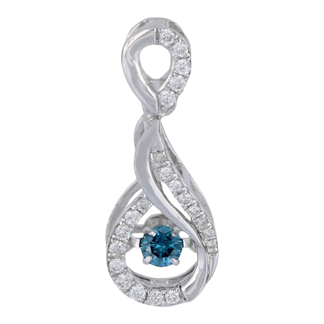 Caribbean Wave Blue Diamond Pendant with 0.10ct Center Not Net