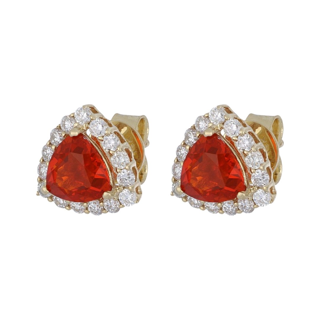 Fire Opal Earrings (Fire Opal 1.15 cts. White Diamond 0.5 cts.) Not Net