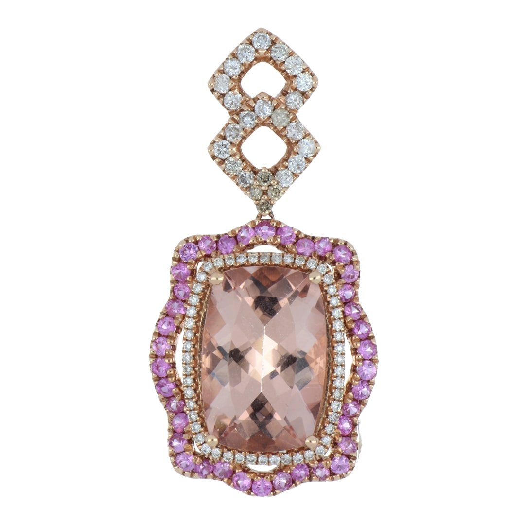 Morganite Pendant (Morganite 11.59 cts. White Diamond 0.88 cts. Pink Sapphire 1.43 cts.) Not Net