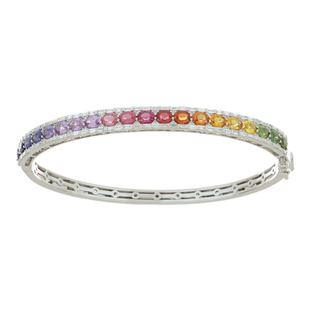 Multi - Color Sapphire Bangle (Multi - Color Sapphire 4.08 cts. White Diamond 1.04 cts. White Diamond 0.14 cts.) Not Net