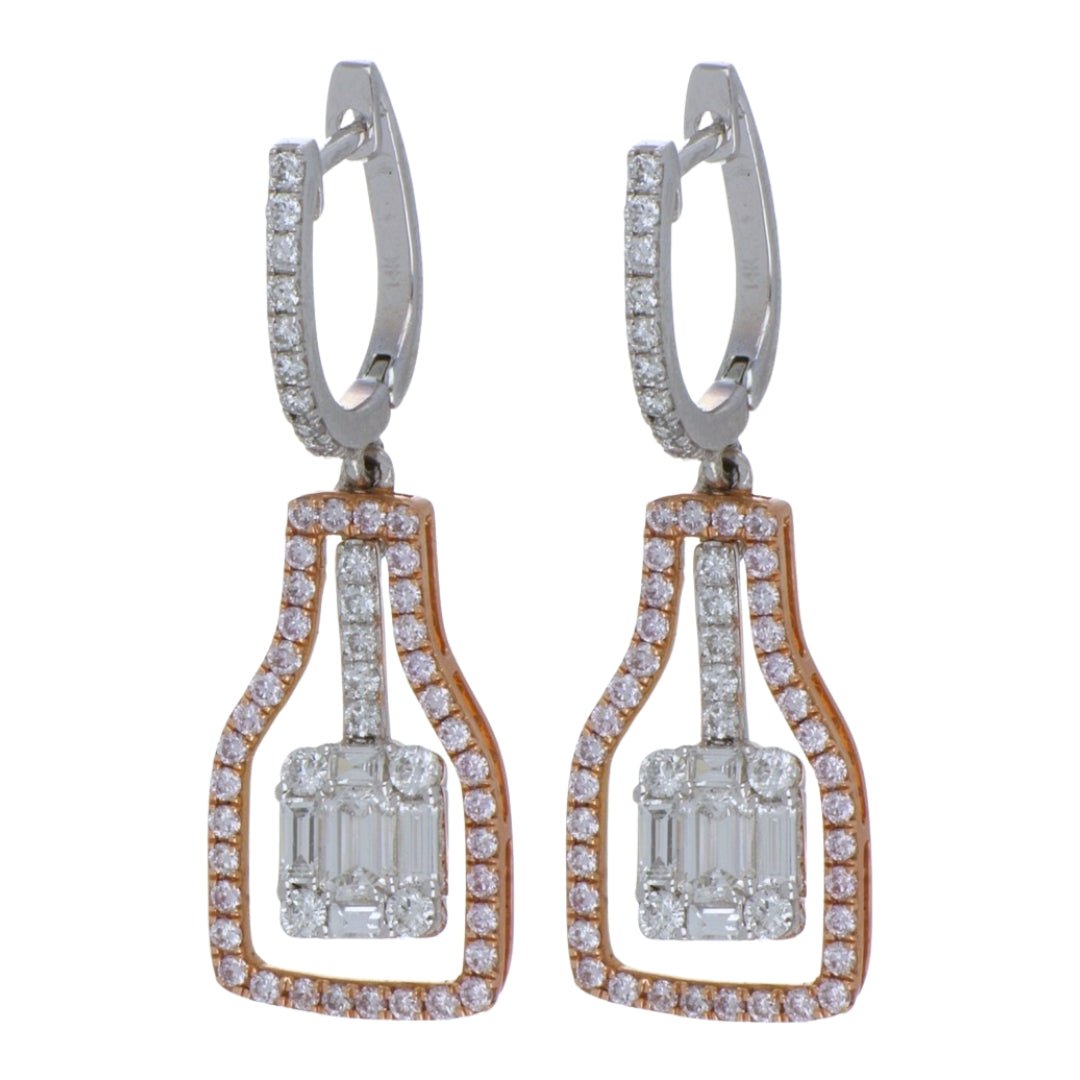 Pink Diamond Earrings (White Diamond 1.07 cts. White Diamond Included cts. Pink Diamond 0.51 cts.) Not Net