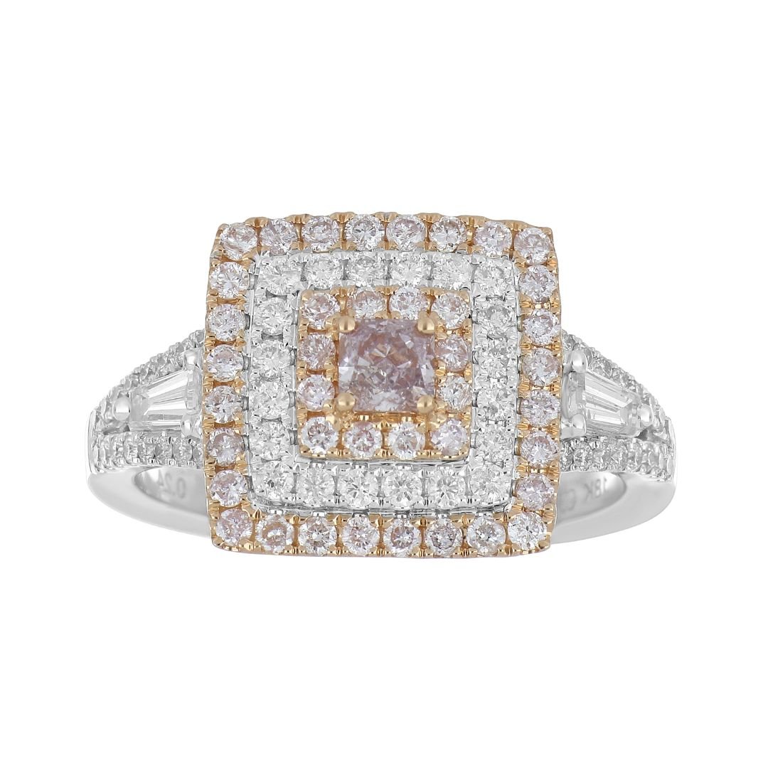 Pink Diamond Ring (Pink Diamond 0.24 cts. Pink Diamond 0.44 cts. White Diamond 0.56 cts.) Not Net