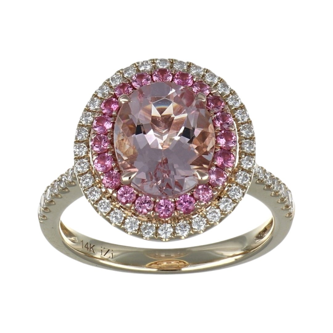 Pink Morganite Ring (Pink Morganite 2.48 cts. Pink Sapphire 0.35 cts. White Diamond 0.34 cts.) Not Net